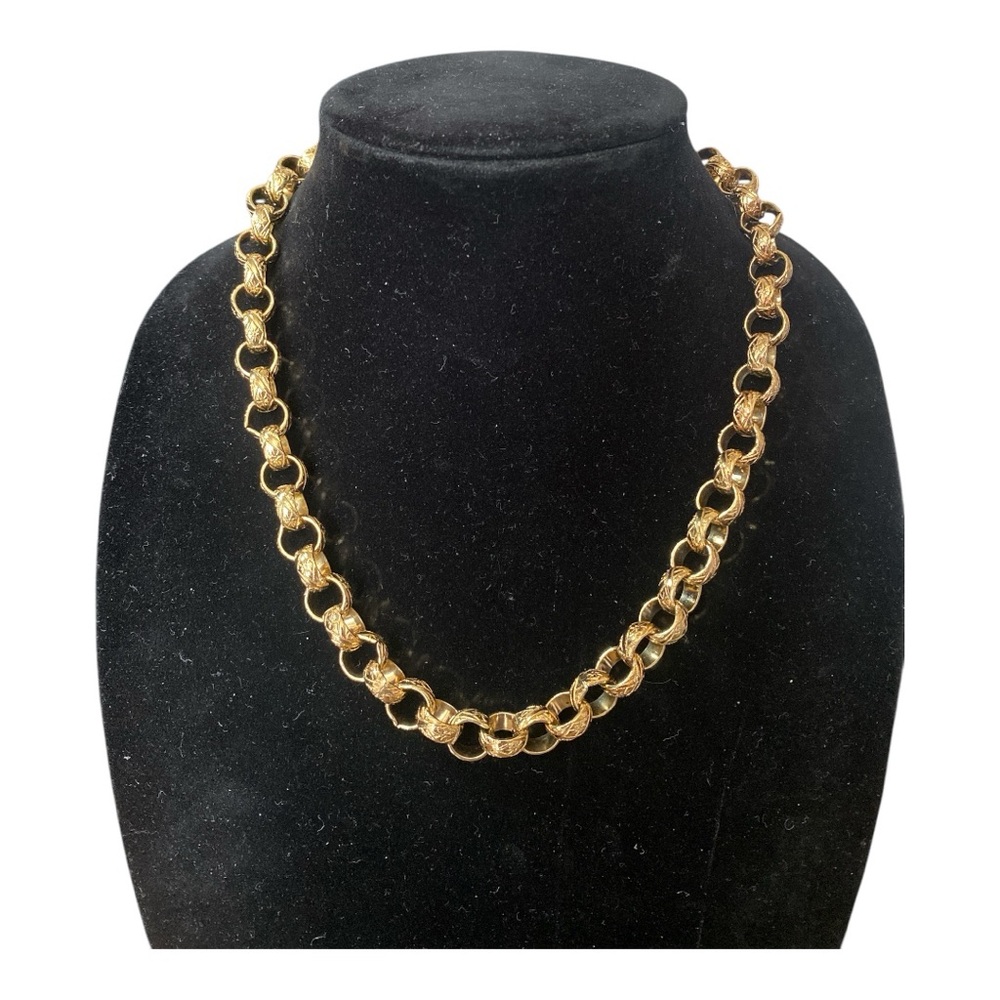 Vintage Gold Tone Rolo Chain Necklace 20” Chunky